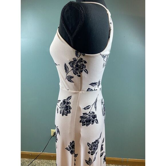 Candie's Strappy Halter Light Pink Floral Maxi Dress Lined Slits Women's Size XS - Picture 2 of 12